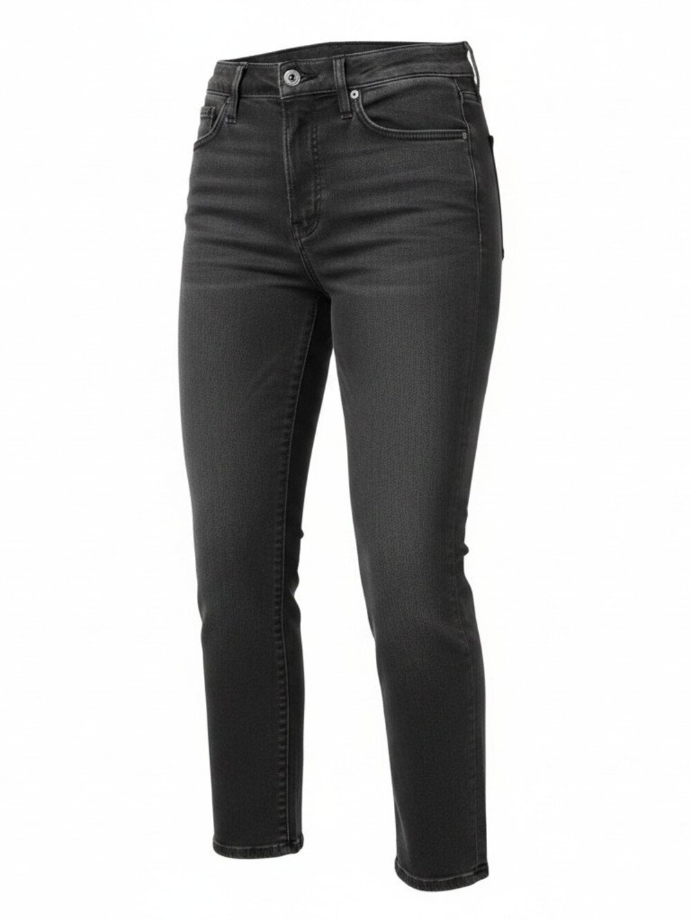 GAP Cheeky Straight High Rise Black Raw Hem Jeans (Size 28 / 6 Regular)